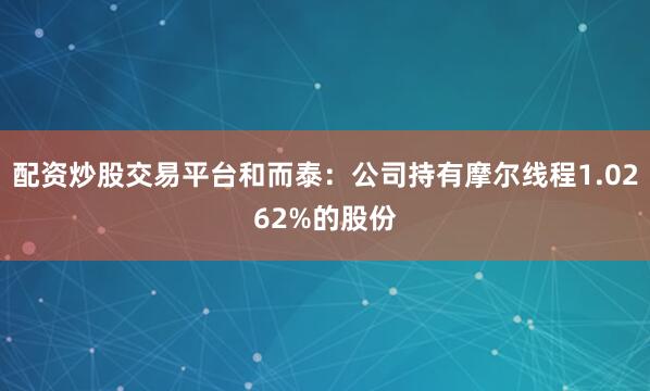 配资炒股交易平台和而泰：公司持有摩尔线程1.0262%的股份